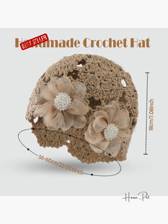 Handmade Crochet Beanie Sun Summer Hat Lace Beach Skull Cap Lightweight main image 7